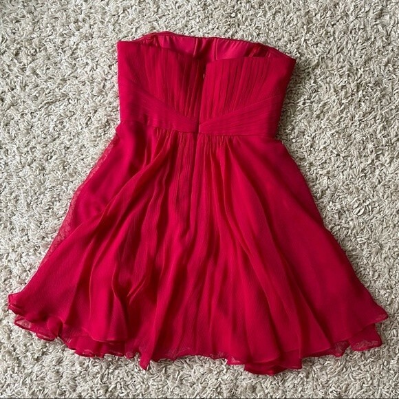 BCBGMaxAzria Rich Pink Coral Strapless Mini Cocktail Dress - Picture 6 of 9